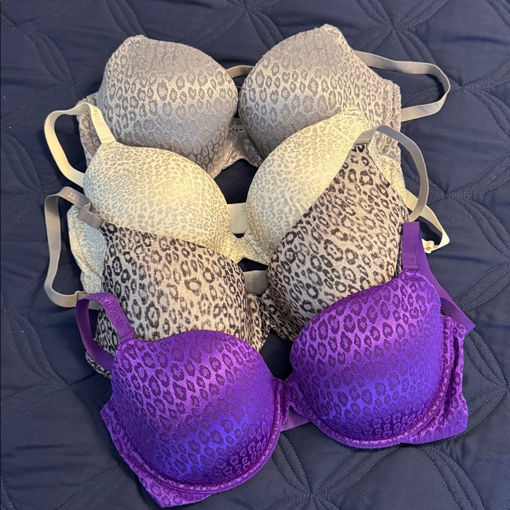 Victoria’s Secret Women's Solid and Leopard Print Mix Bra Set - Picture 3 of 3